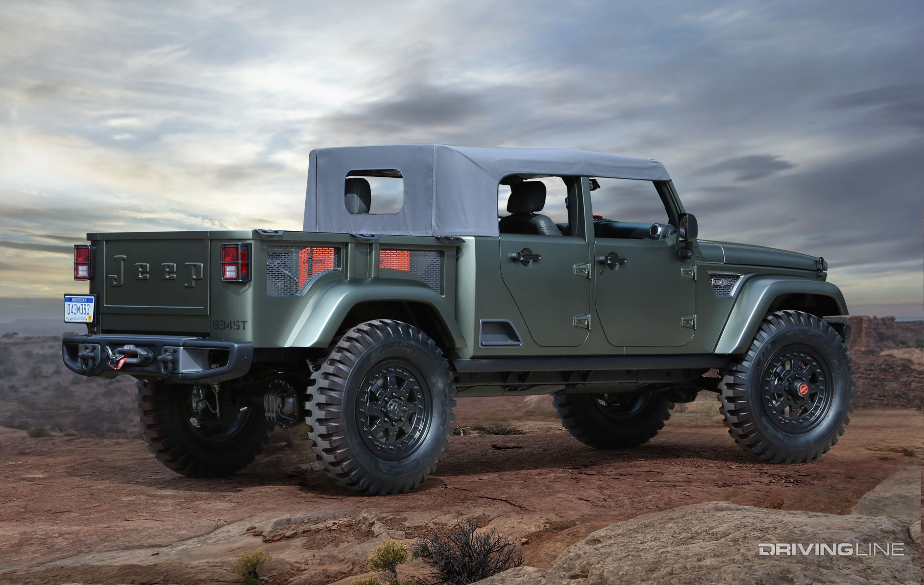 Tactical Green Jeep Crew Chief 715 Concept Vehicle Pickup 2016 EJS Moab