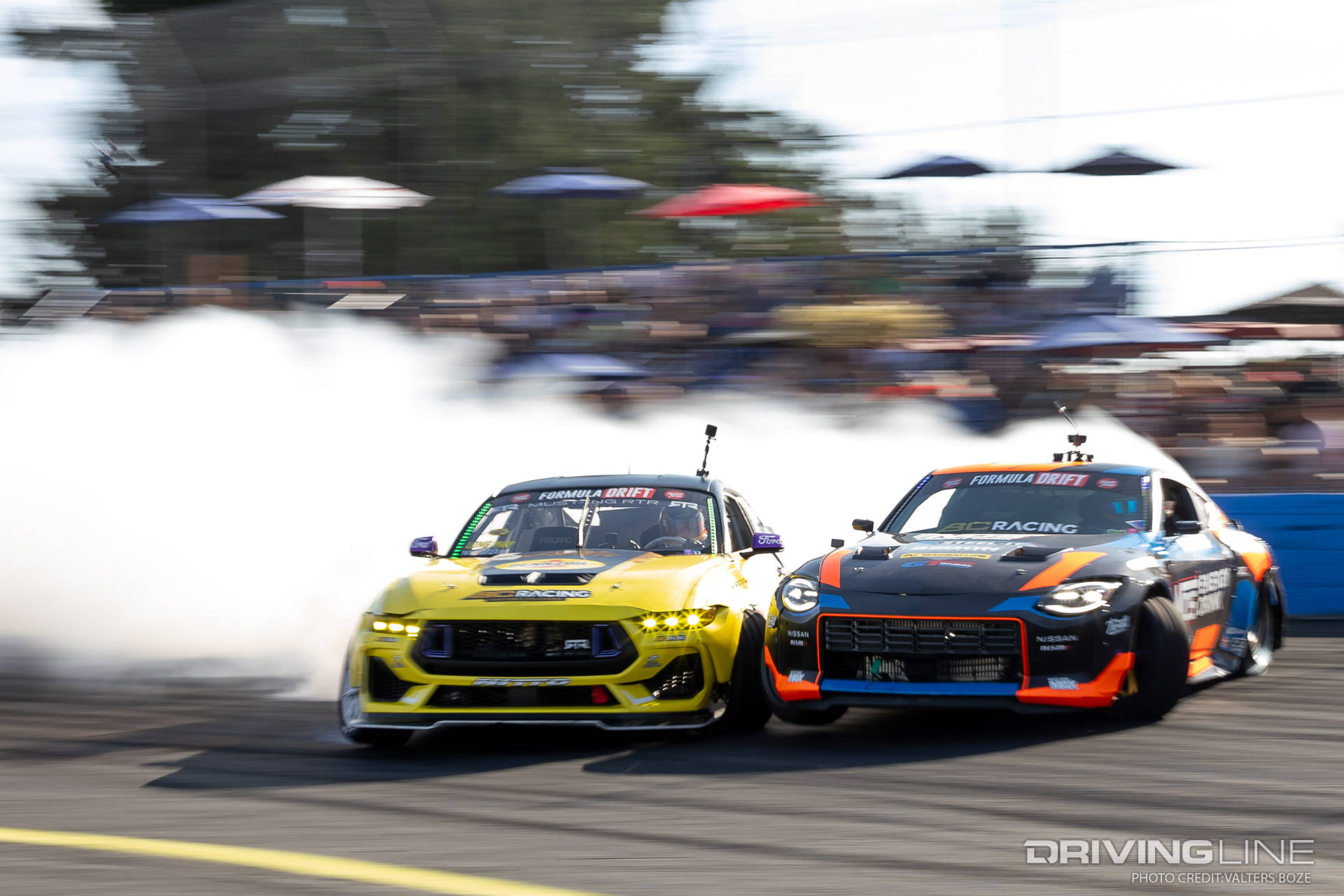 Chelsea DeNofa tandem Drifting against Chris Forsberg at 2023 Formula Drift Seattle