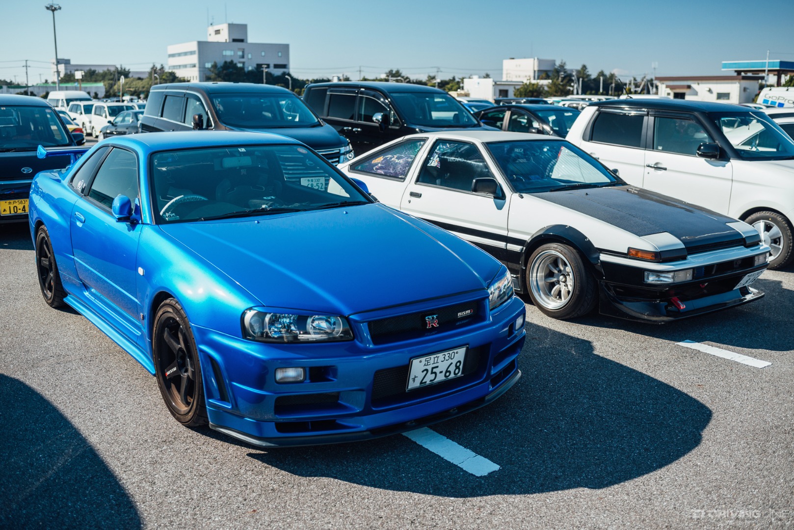 Tokyo Auto Salon Parking Lot R34 and AE36