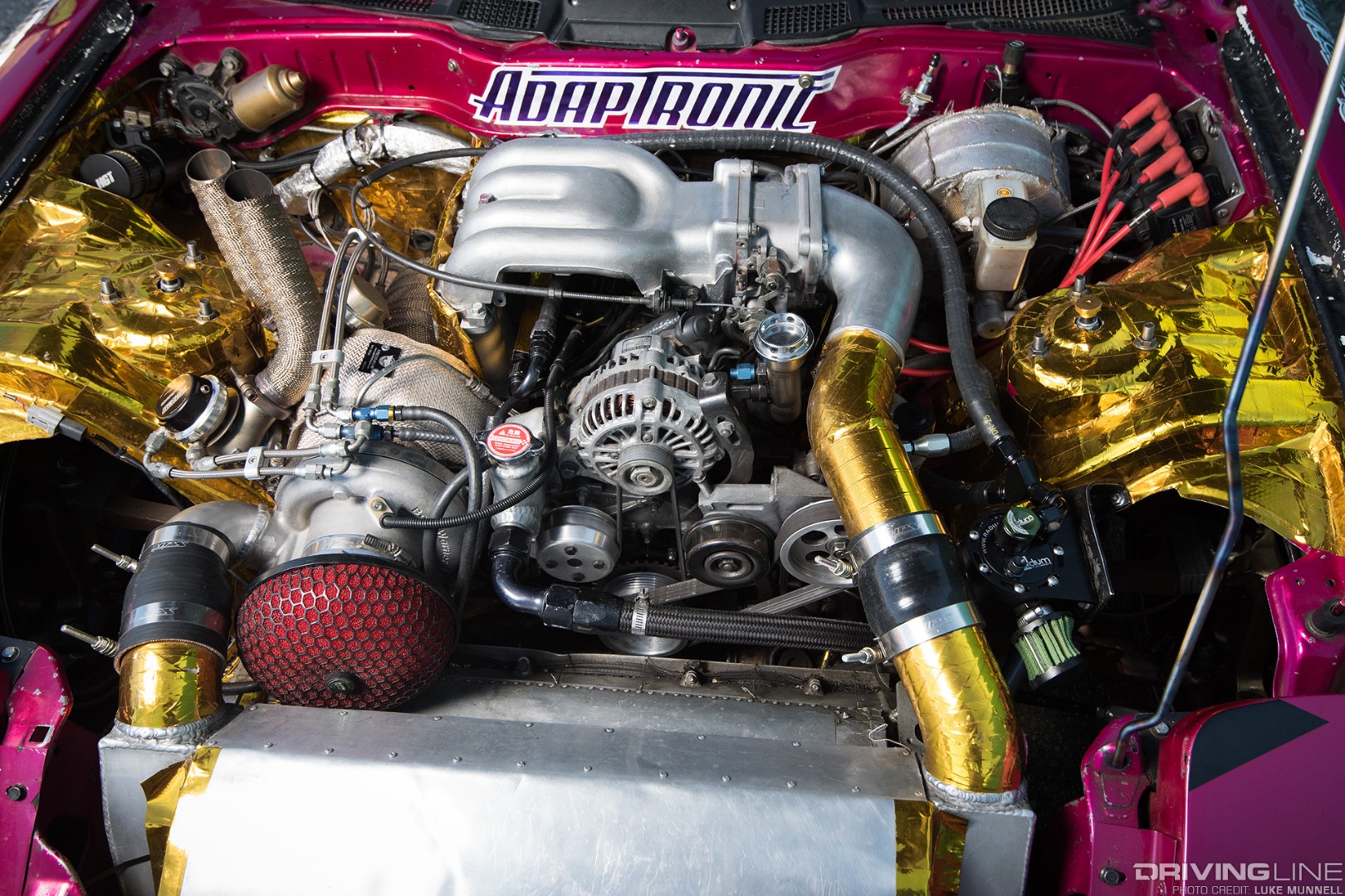 Top Drift round 1 socal pro-am drifting Aaron Parker FD3S Mazda RX-7 single turbo 13B rotary engine bay