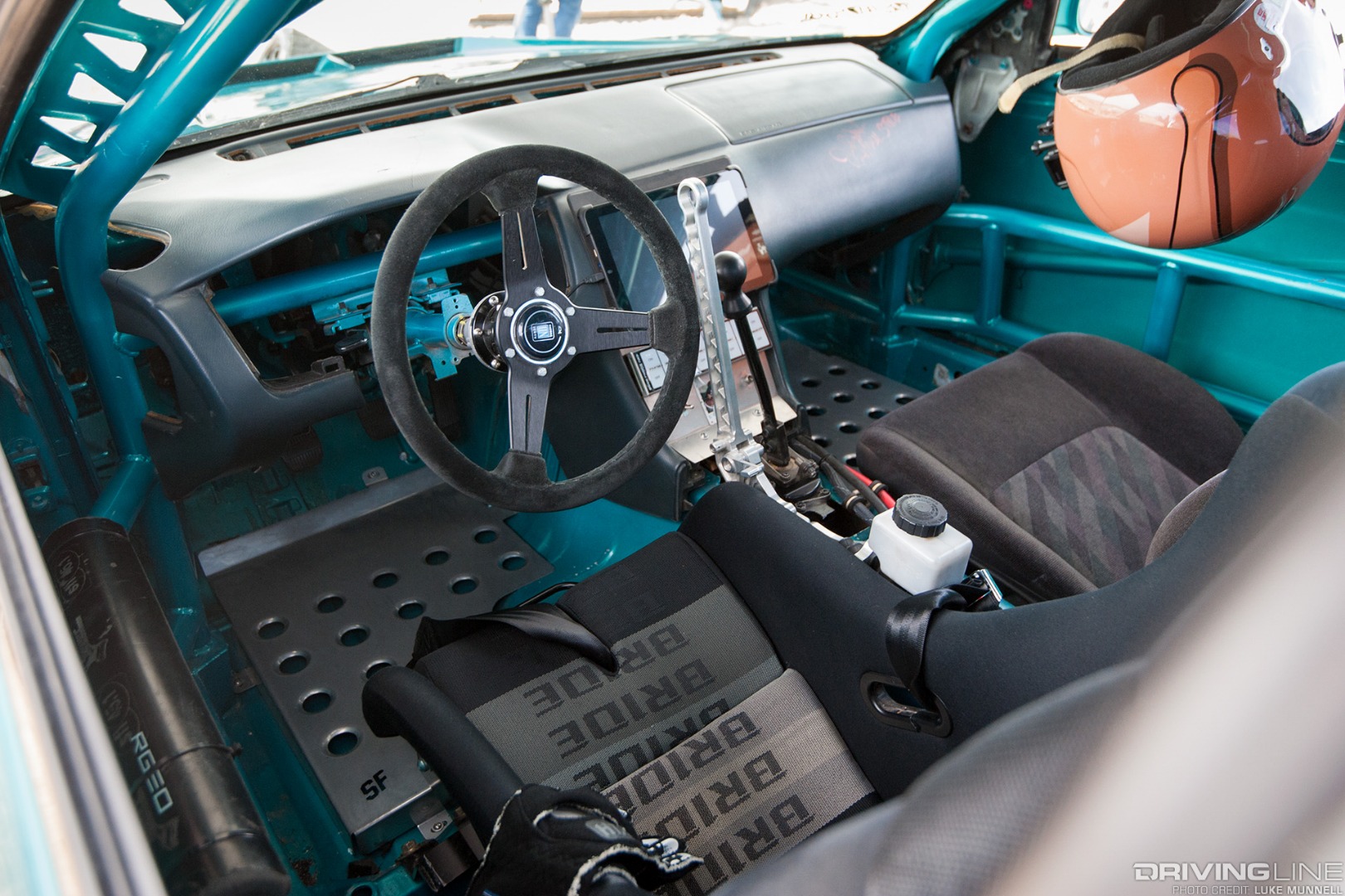 Top Drift round 1 SoCal pro-am drifting Meliton Villamor S14 Nissan 240SX interior dash, steering wheel, seats