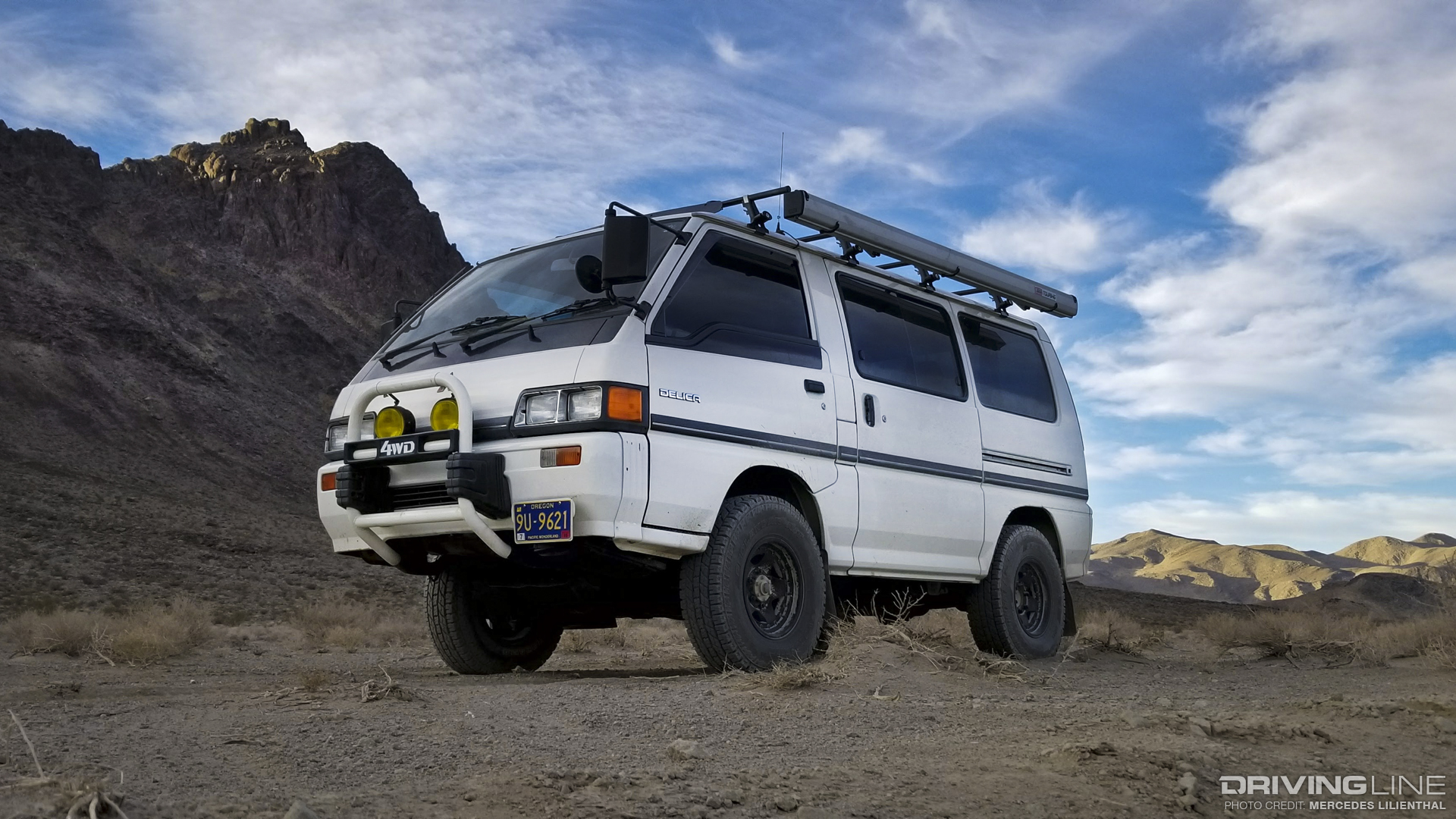 Right-hand-drive Mitsubishi Delica van in Death Valley