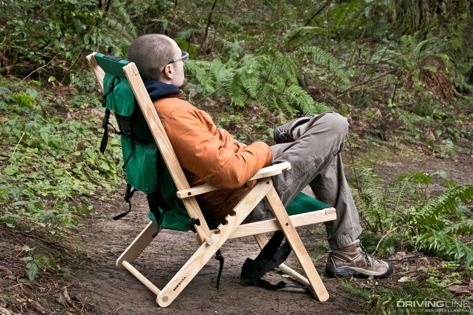 Sitting in the Blue Ridge Chair Works Backpack Chair
