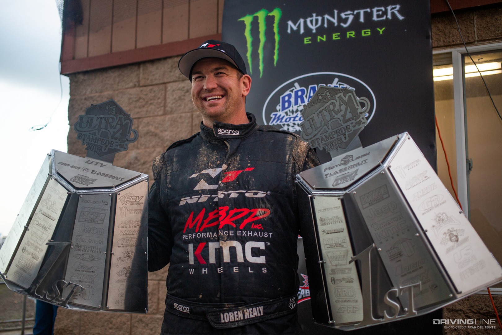 Loren Healy with UTV and 4400 Trophies at the 2019 Ultra4 MetalCloak Stampede