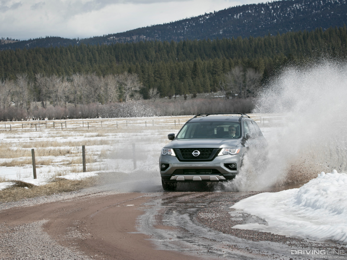 Nissan Pathfinder Rock Creek Edition Driving Through a Puddle