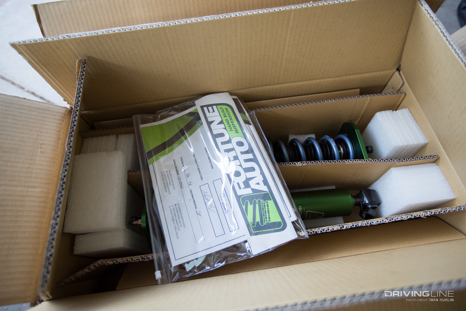 Fortune Auto Coilovers delivered with certificate.