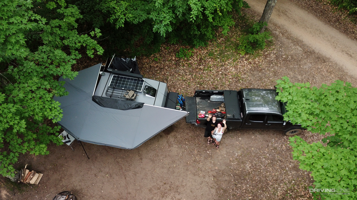 Trailer camper with solar panels on roof