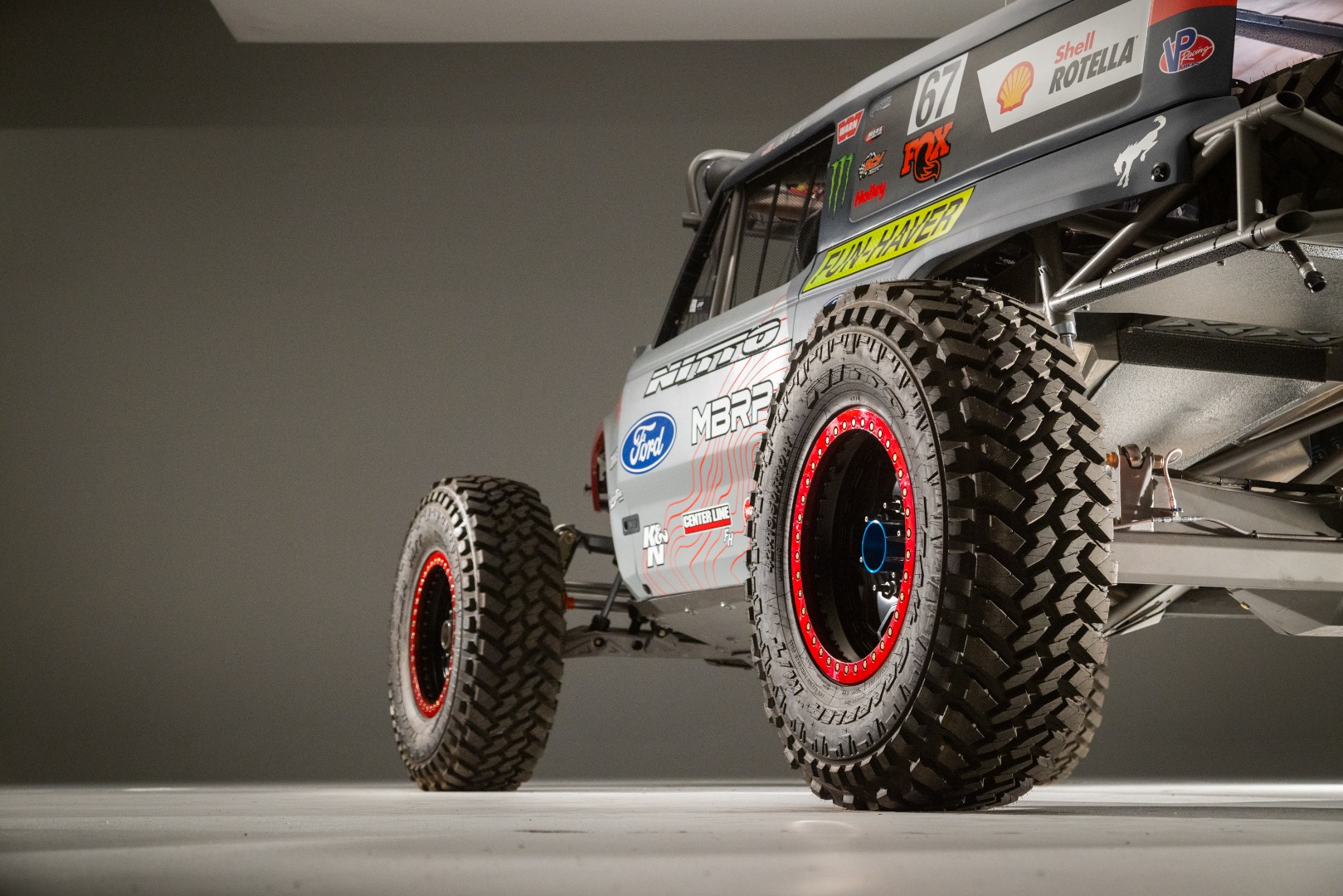 driver side rear of Loren Healy's 4400 Ultra4 racecar equipped with Nitto Trail Grappler tires