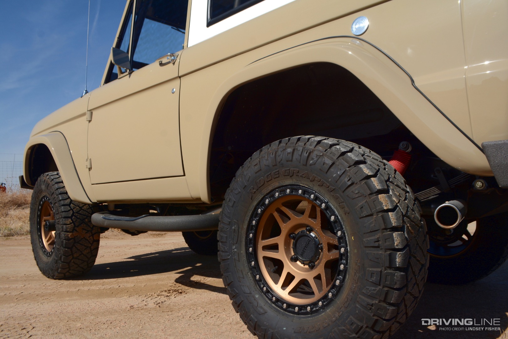 1974 Ford Bronco Rear Wheel and Tire From Rear Driver-Side Three-Quarter
