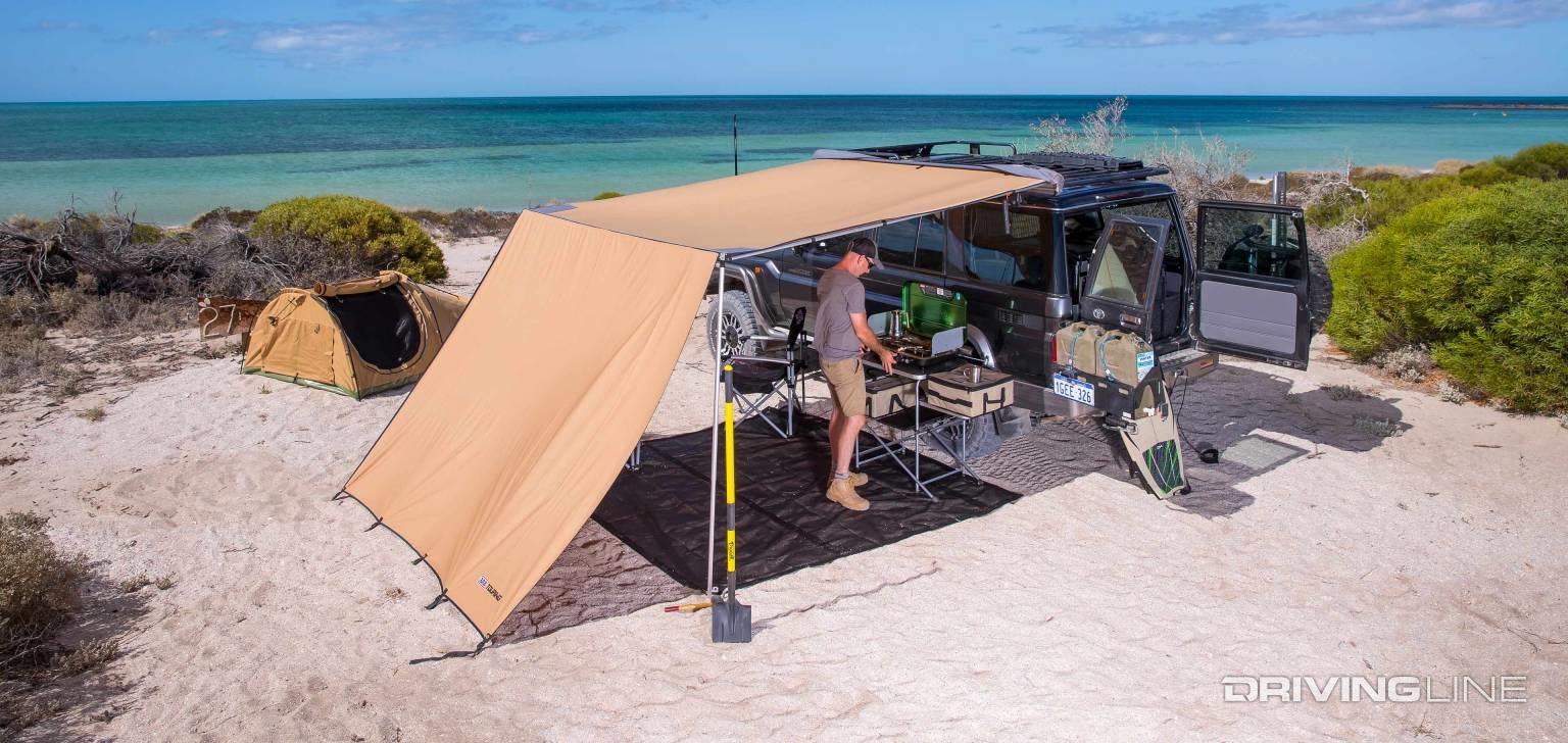 Top and sides camping awning