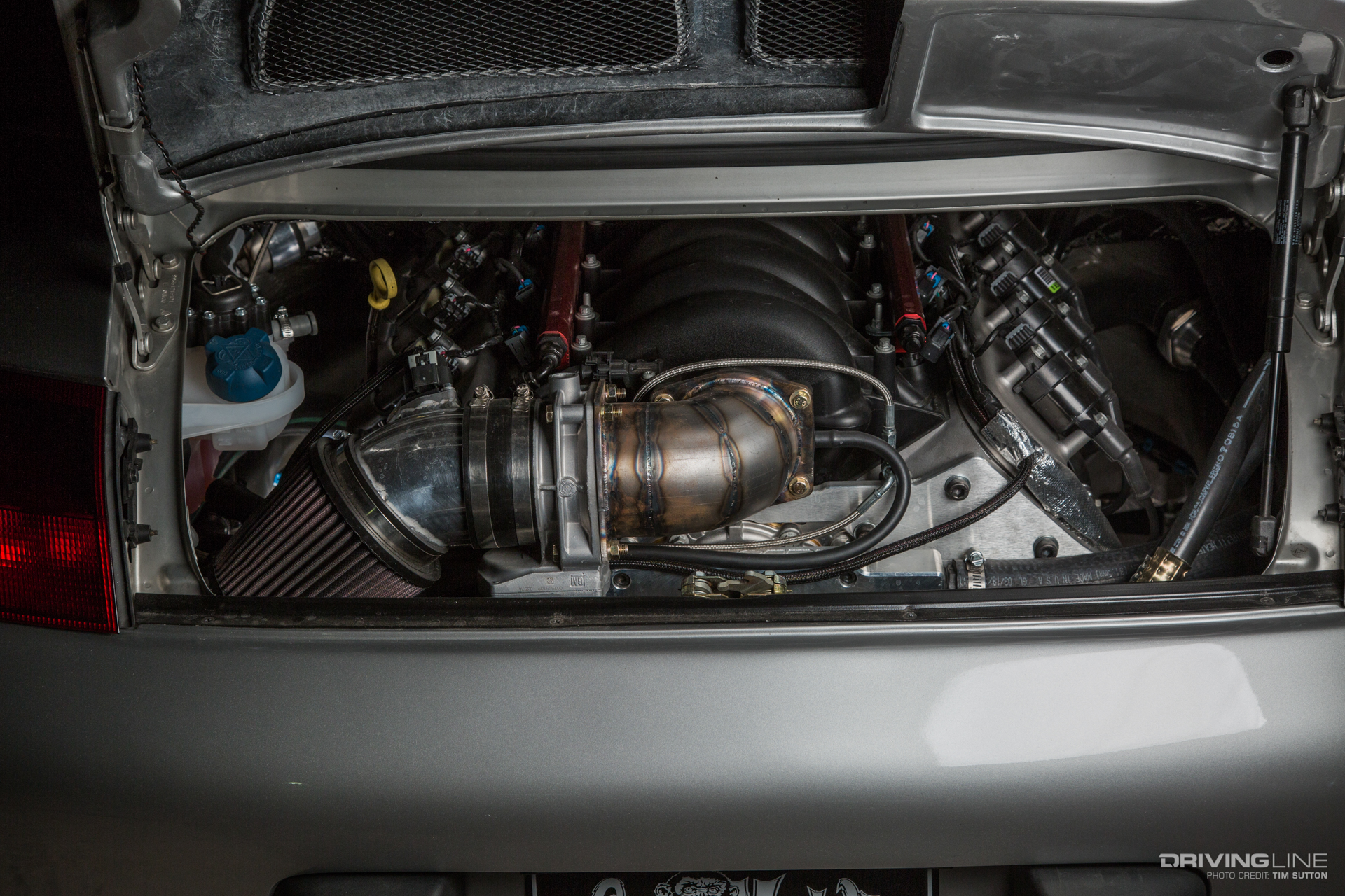 LS engine in the Gas Monkey Garage LS-Swapped Porsche 996
