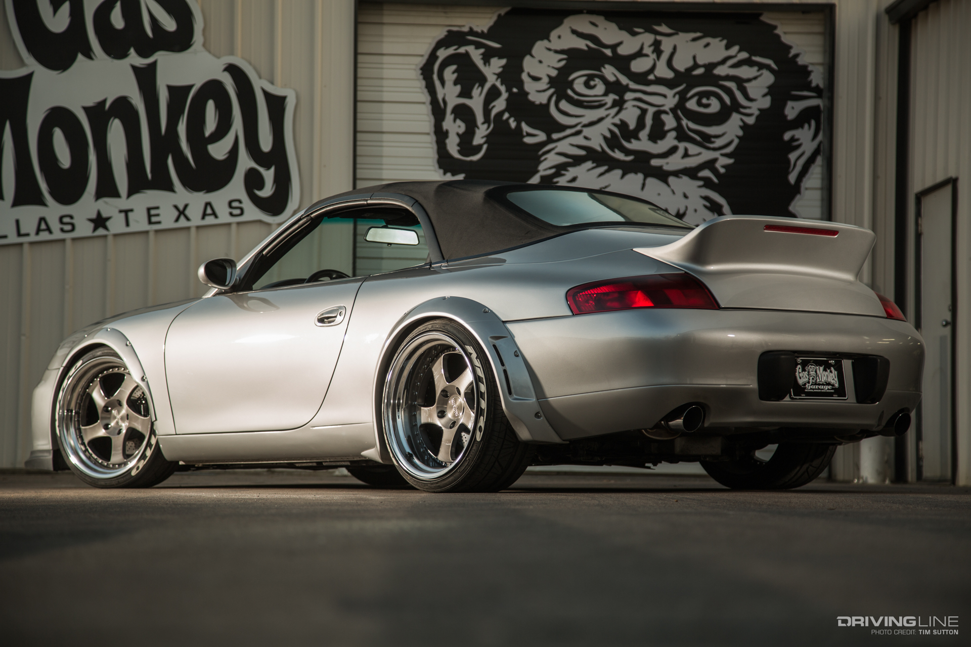 Rear of the Gas Monkey Garage LS-Swapped Porsche 996