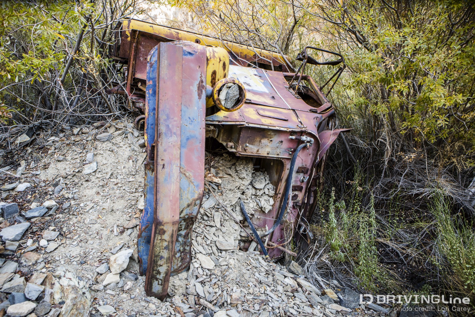 Abandoned vehicle in Surprise Canyon