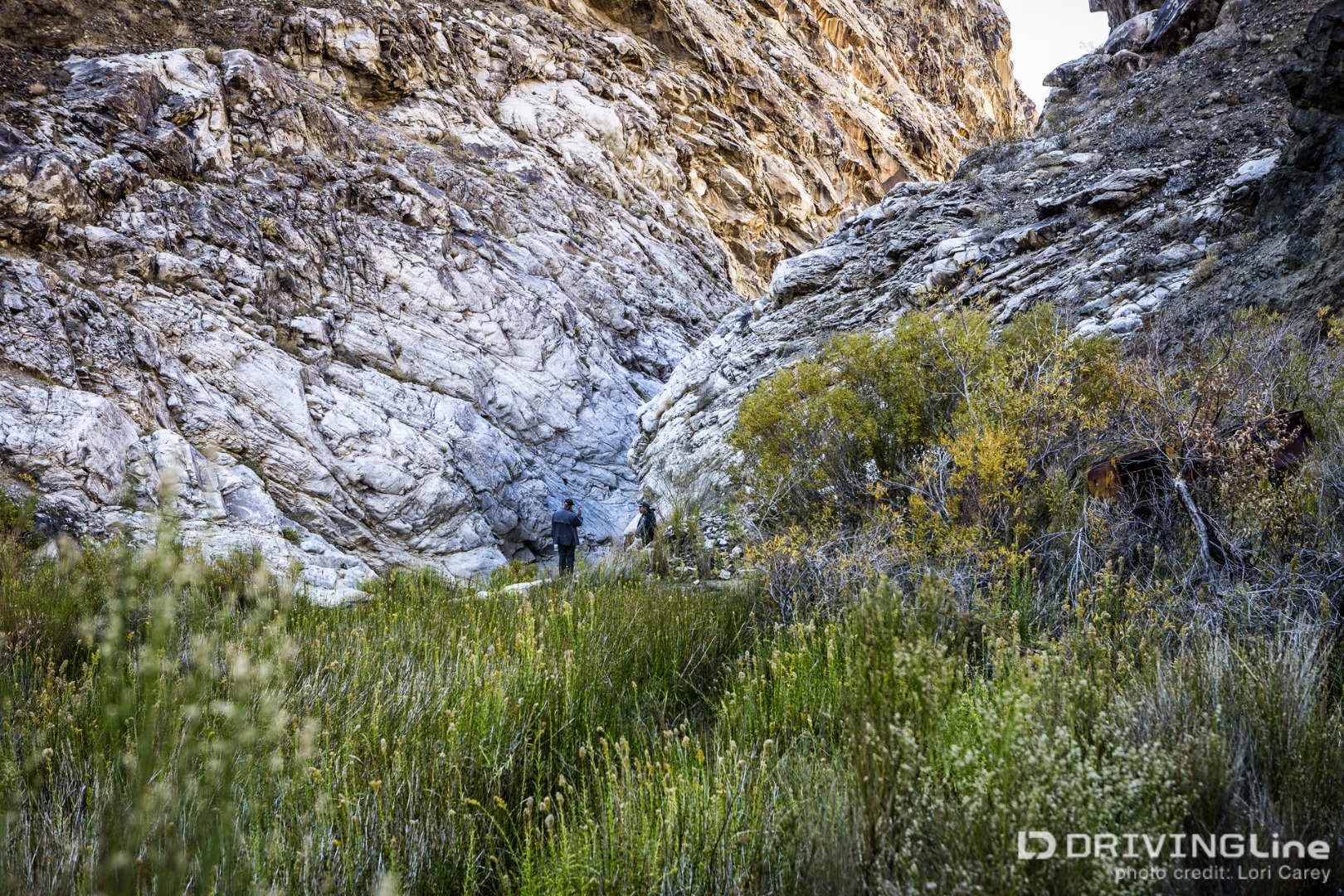 Men at the top of Surprise Canyon waterfalls