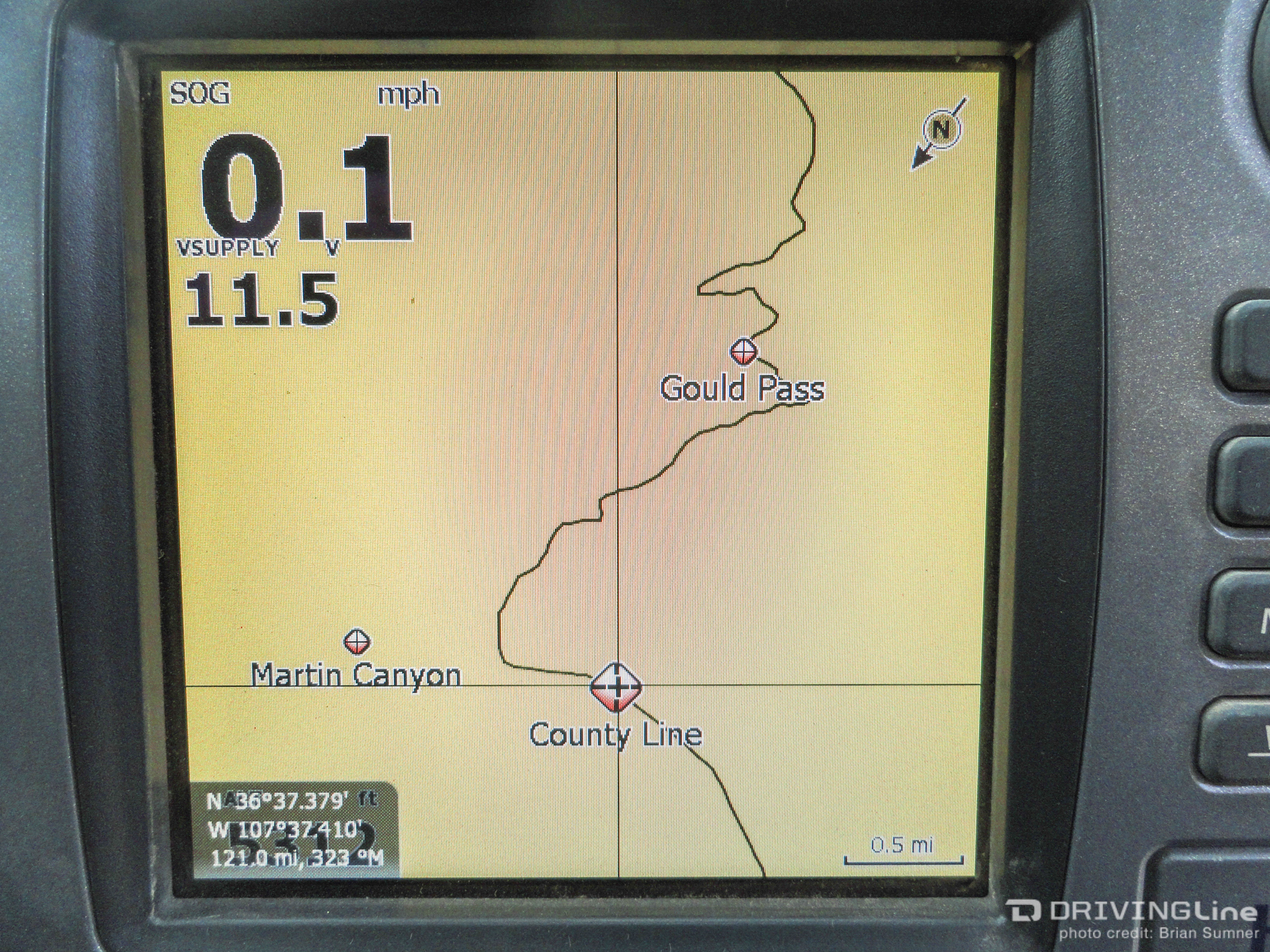 Note the crosshairs showing