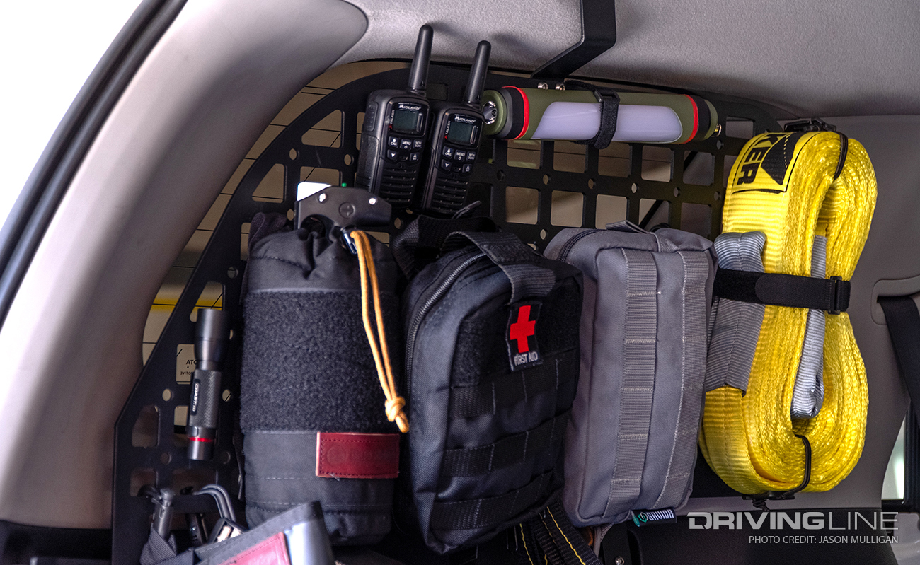 Emergency Gear on Toyota 4Runner Window Molle Panel