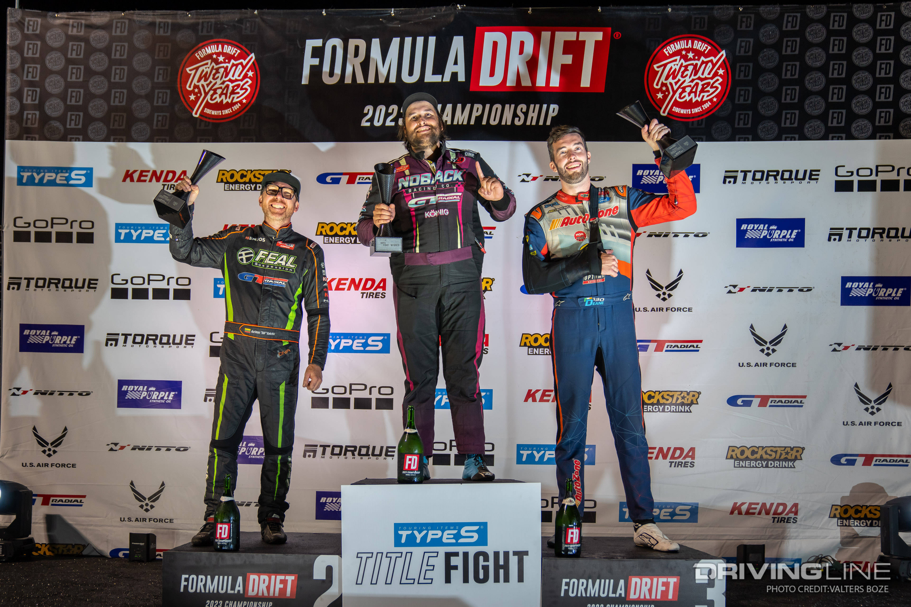 2023 Formula Drift Irwindale results: 1. Nick Noback, 2. Odi Bakchis, 3. James Deane