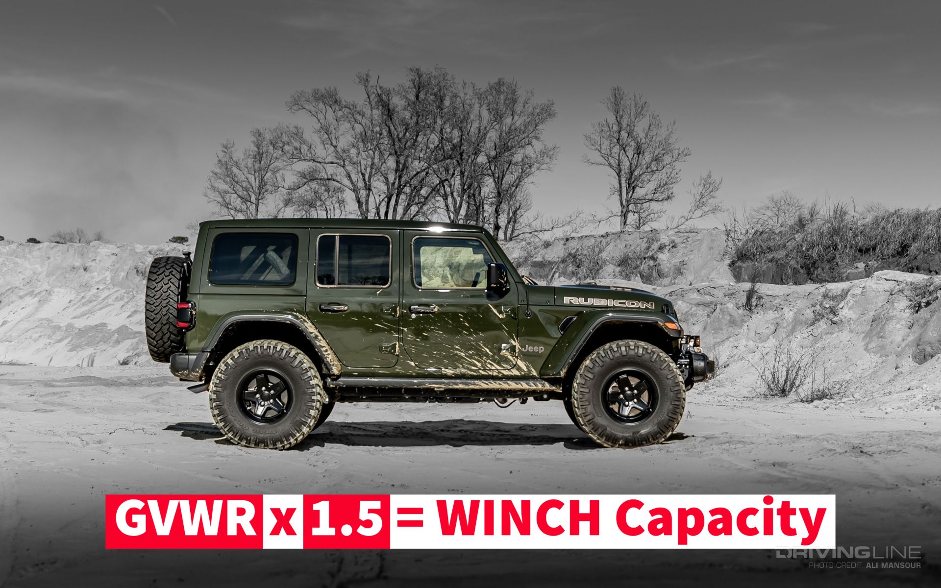 Multiply GVWR by one and a half for the necessary winch capacity