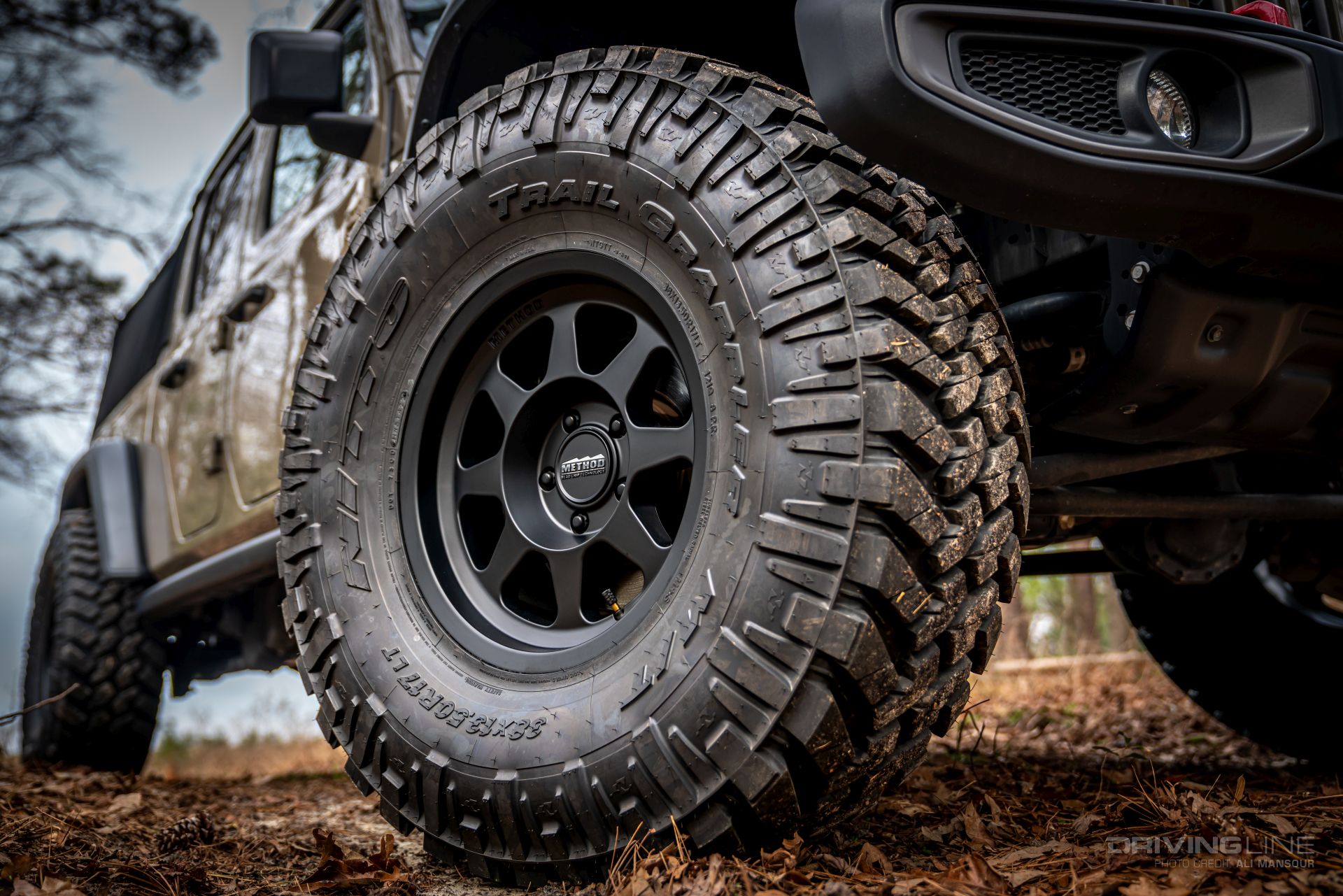 38 Nitto Trail Grappler tire sidewall and tread detail on Jeep Gladiator