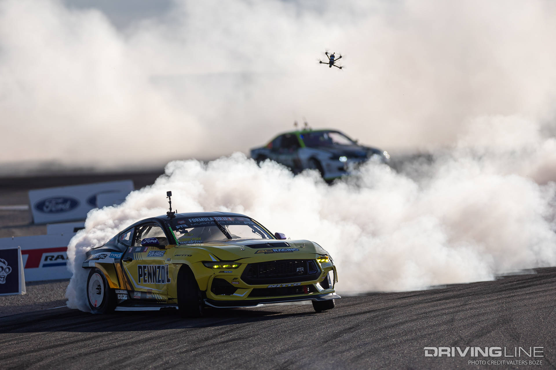Chelsea DeNofa tandem drifting against Simen Olsen at 2023 Formula Drift Utah