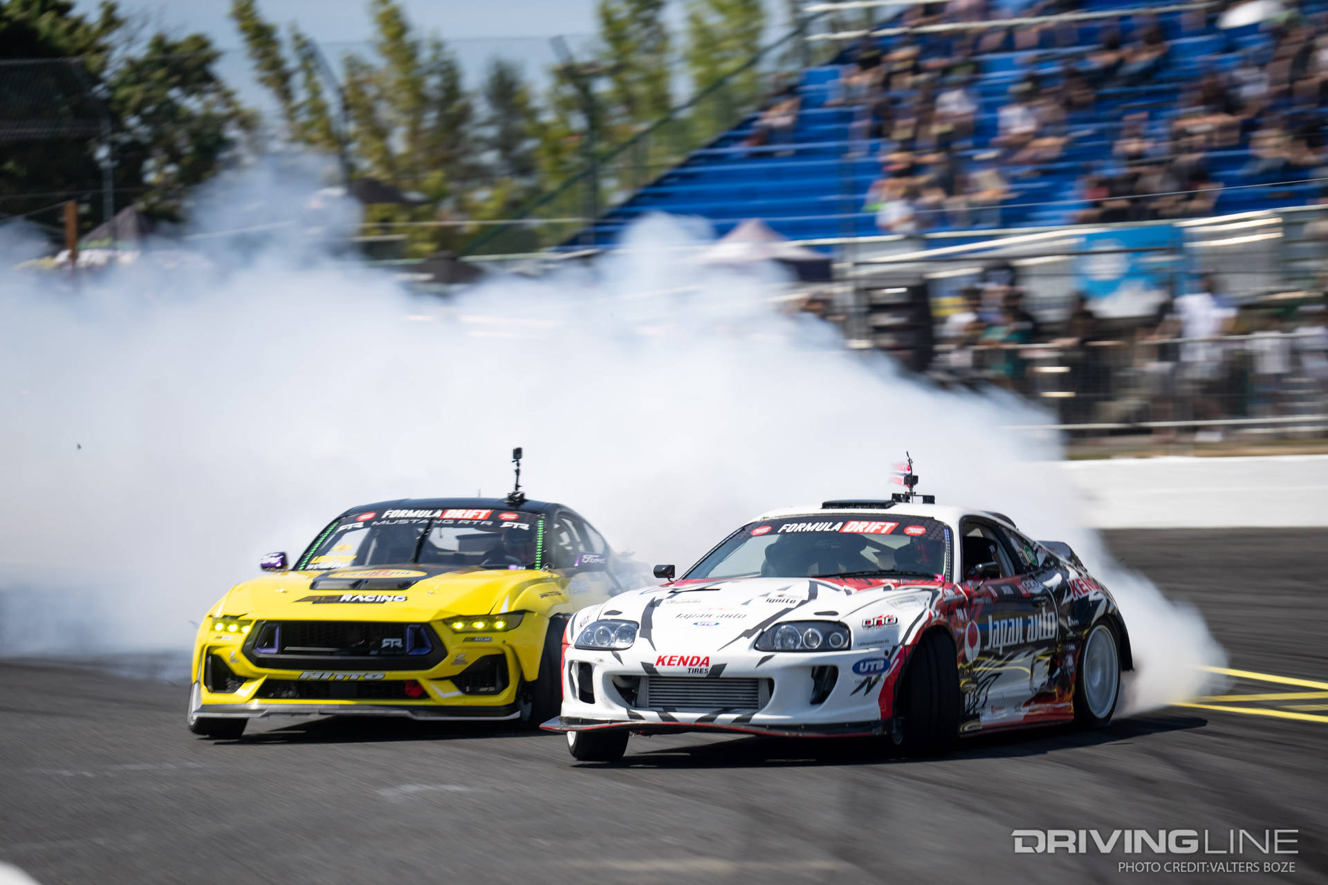 Chelsea DeNofa Tandem drifting against Ola Jaeger at 2023 Formula Drift Seattle