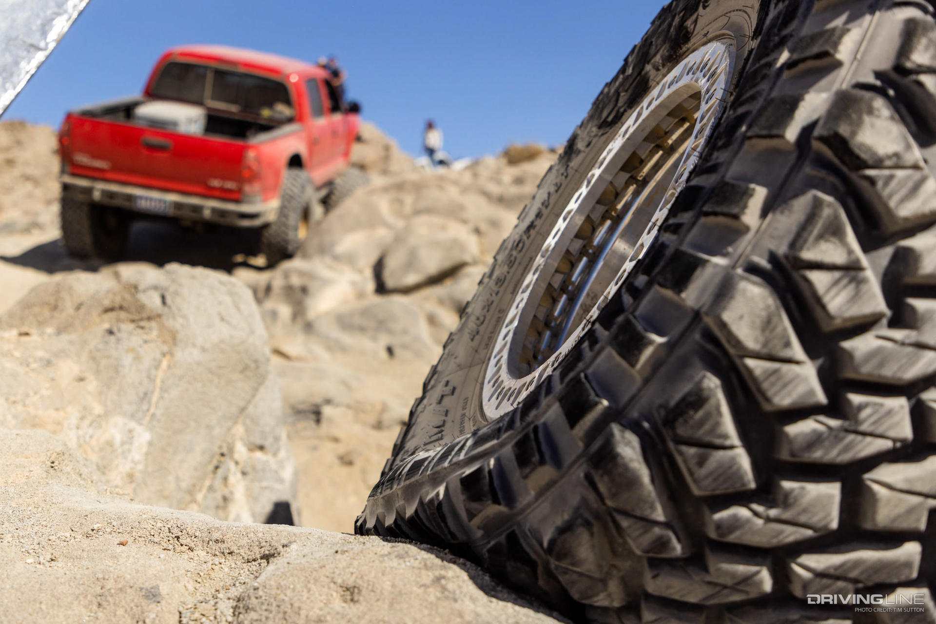 Trail Grappler tread close up on rocks off-roading in johnson Valley CA