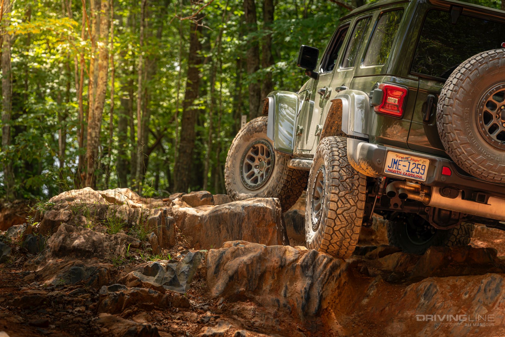 Jeep Wrangler Rubicon 392 on 37s Nitto Recon Grappler A/T Rock Crawling rear view