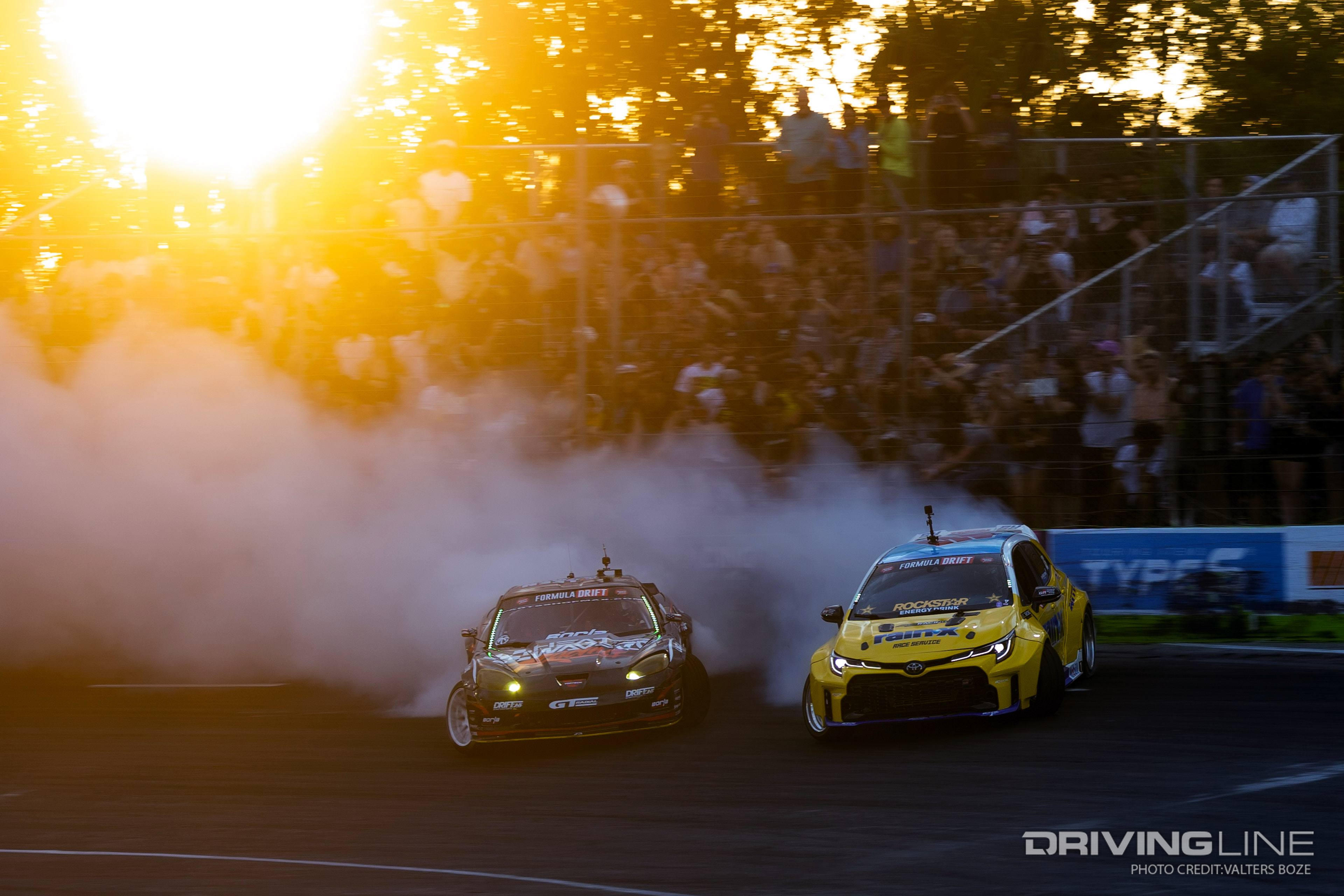 Ryan Tuerck tandem drifting against Matt Field at 2023 FDORL