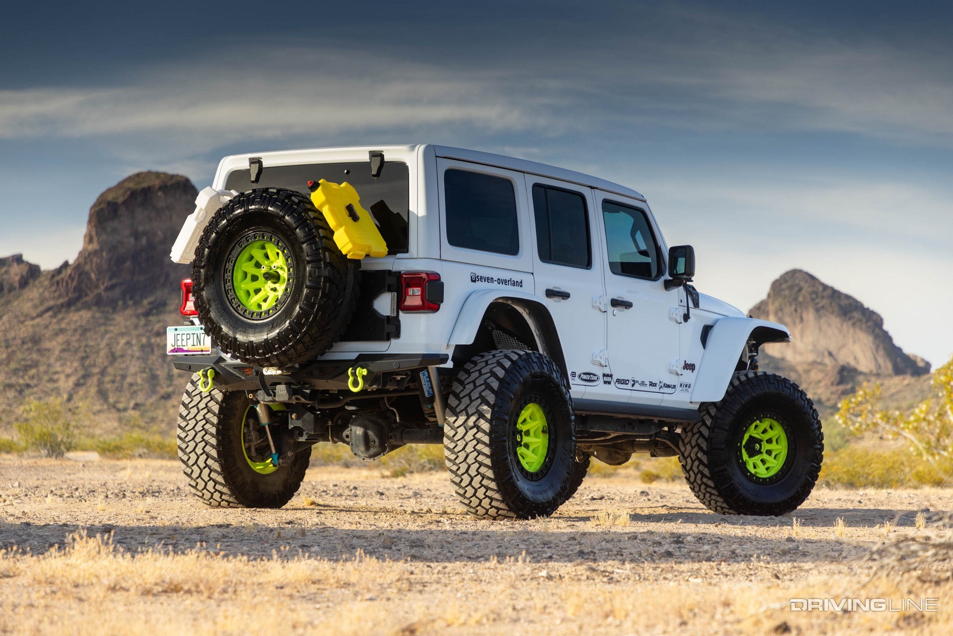 Jeep Wrangler Rubicon in desert rear 3/4